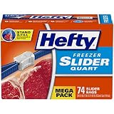 Hefty Slider Freezer Bags - Quart, 74 Count