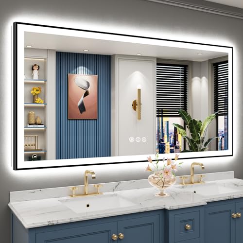 AWANDEE Black Framed LED Bathroom Mirror Lights