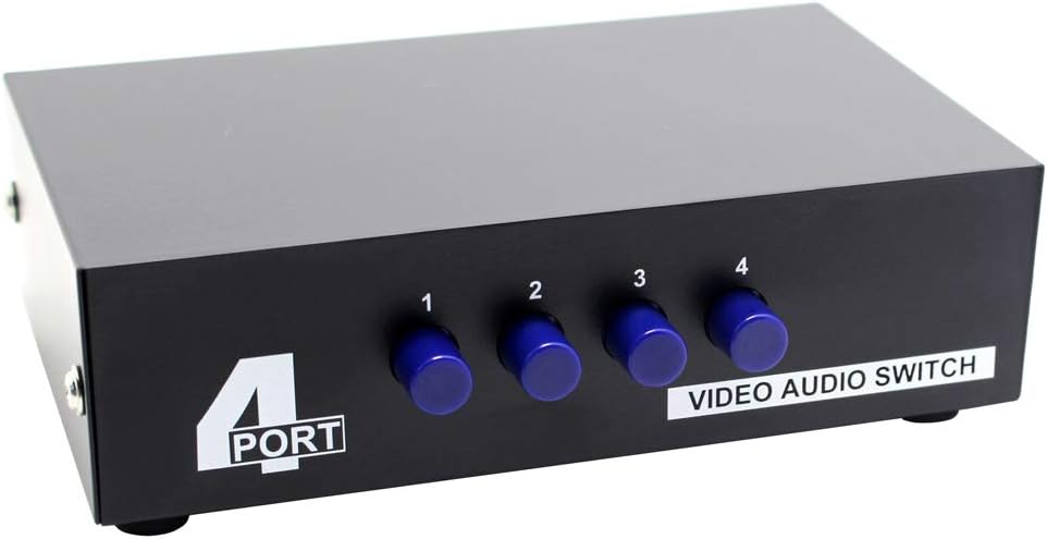 Panlong 4-Way AV Switch RCA Switcher 4 in 1 Out Composite Video L/R Audio Selector Box for DVD STB Game Consoles: Electronics