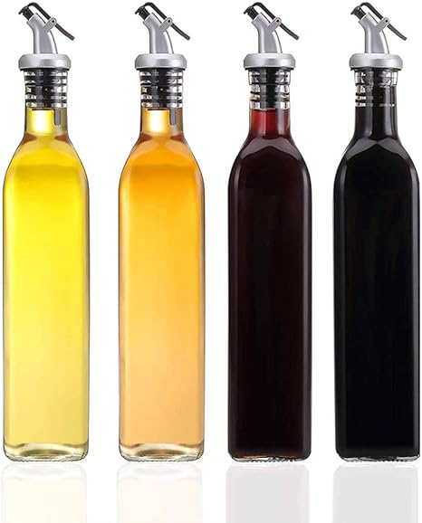 Amazon 4 Pcsオリーブオイルディスペンサーボトルキッチン 食用油 酢のクレセットセット スクエア 500 Ml 水筒 マグボトル オンライン通販