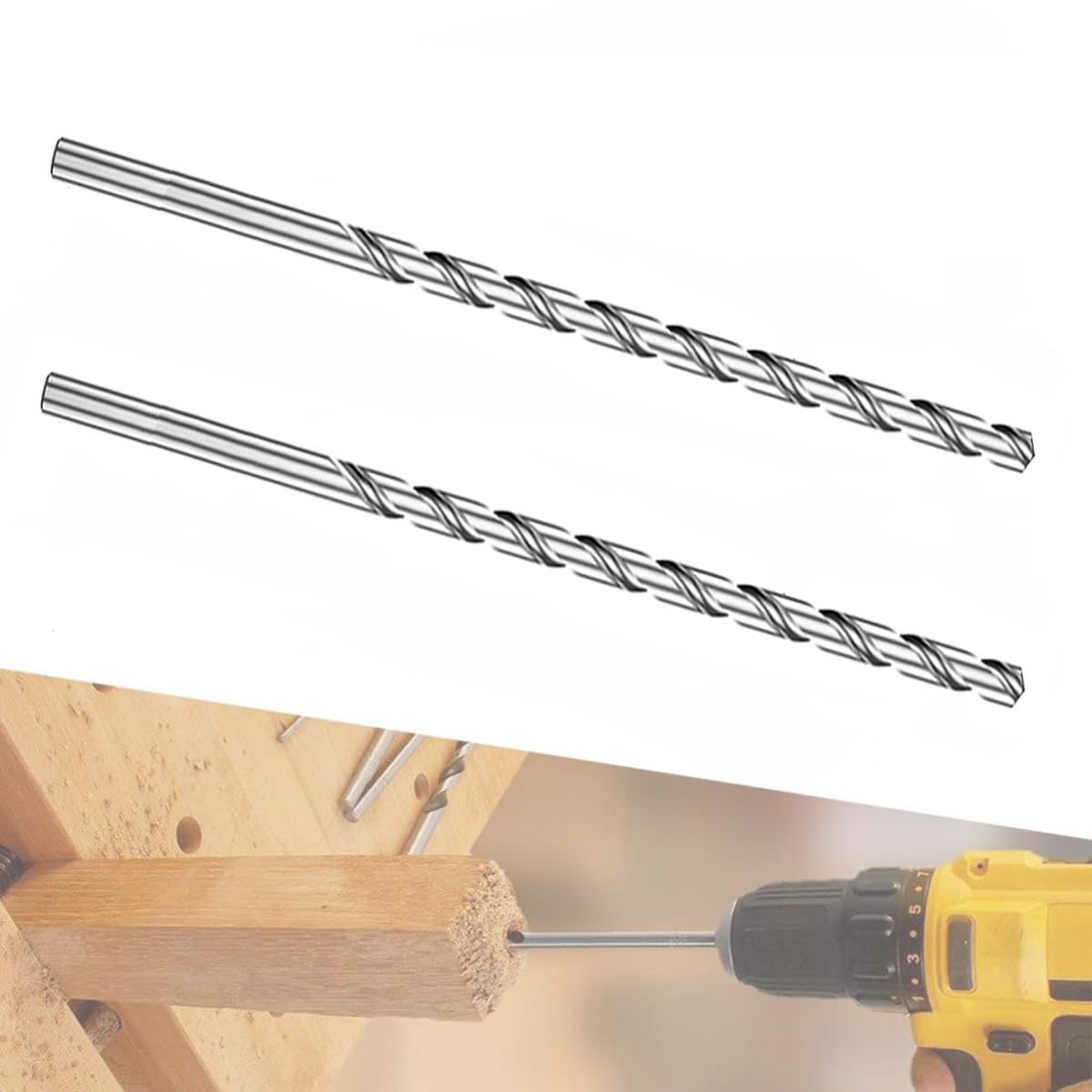 2 PCS 250MM X 10MM Extra Long Hss Drill Bit Set,Twist Drill Bits Straight Shank Tool Drill Bit (10MM)