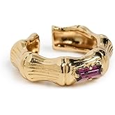 Gas Bijoux Women's Bambou Jonc Strass O Ring, Purple, 6