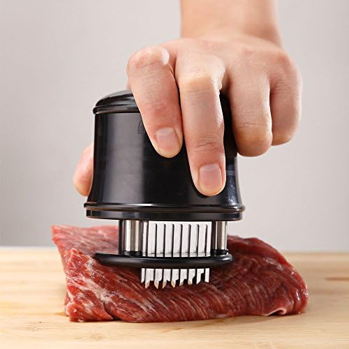 Professional Meat Tenderizer, 56 Ultra Sharp Stainless Steel Blades Barbeque & Marinating Prep Tool, with Cleaning Brush & Safety Lock
