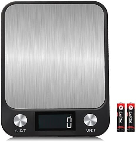 WAOAW Digital Kitchen Scale Grams and Ounces 22lb 10kg Stainless Steel Food Scale (Batteries Included)