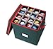 Primode Christmas Ornament Storage Box, 4 Individual Trays Xmas Storage Container, Fits 64 Ornaments Decoration Balls, Constructed of Durable 600D Oxford Material (Green)