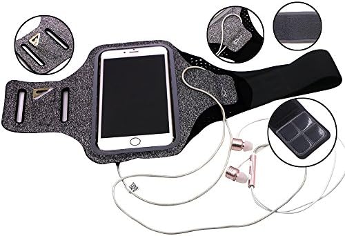 Armband for iPhone 7 6 6S Plus,Samsung Galaxy S6 S7 S8 Plus,Note 3/4/5, Water Resistant Sports Running Armband with Key and Card Holder(Fits Arm girth 10"-16")(Black)