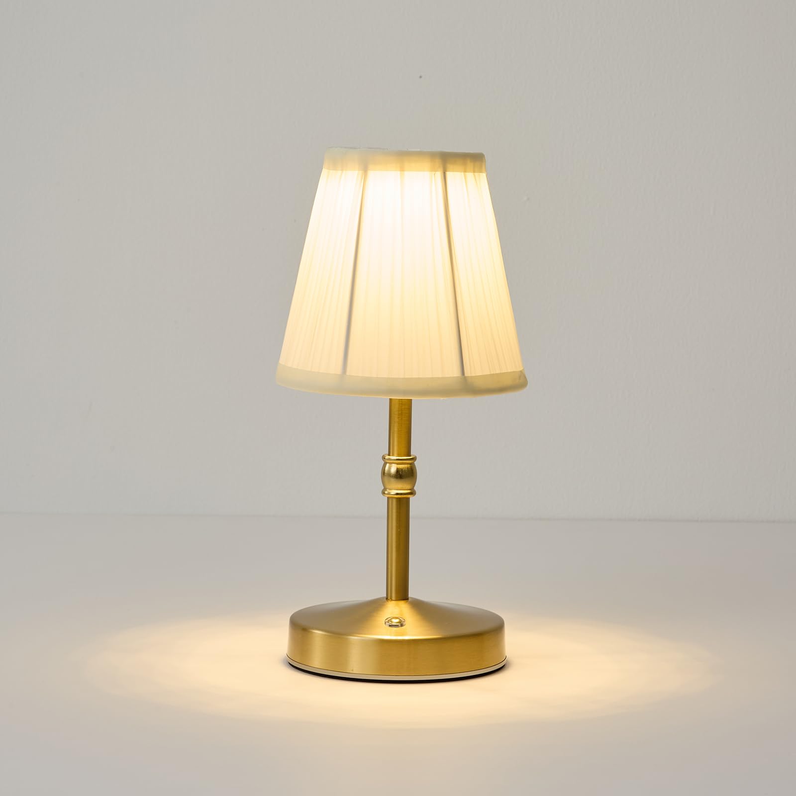 Photo 1 of 5w Led Cordless Mini Lamps,3000 mah Battery Operated Lamp,3 Color Temperature Dimmable Table Lamp,Gold Rechargeable Table Lamp Fabric,Aesthetic Small kitchen Lamp for Counter,Restaurant,Bar,H9.8"