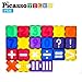 PicassoTiles PT22 Magnetic Building Blocks 22pc Numerical Magnet Tiles Educational Kit Toy Set 3D Clear Color Stacking Block STEM Playboard Novelty Game w/ Numbers, Roman Numerals, and Math Symbols