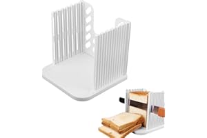 Bread Slicer, Thickness Adjustable Foldable Bread Toast Loaf Cutting Guide with Crumb Catcher Tray for Homemade Bread Bakery