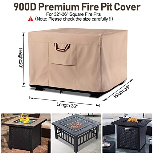 Square Fire Pit Covers 36 Inch Heavy Duty 900D Strong Tearresistant