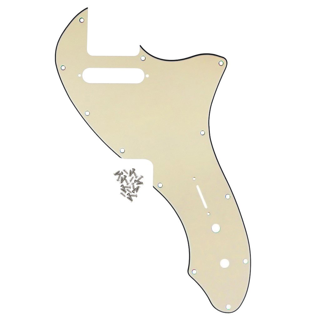 FLEOR 12 Screw Holes TL Thinline Pickguard Re-Issue Style Scratch Plate Fits Original U.S. Made TL TE Thinline 69 RI USA, 3-ply Cream — image 1