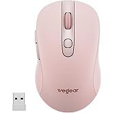 wegear USB Wireless Mouse for Laptop PC Mac, 2.4GHz Cordless Mouse with 6 Buttons, 5-Level Adjustable 4000 DPI, Ergonomic Portable Optical Computer Mice, 24-Month Battery Life-Pink