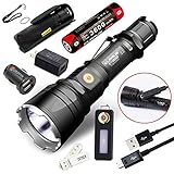 Klarus XT12GT CREE LED XHP35 HI D4 LED 1600 Lumens 18650 Tactical Rechargeable Flashlight With SKYBEN USB Light and Car Charger and Adaptor