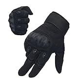 Nachvorn Men's Tactical Military Rubber Hard Knuckle Outdoor Gloves for Camping Cycling Motorcycle Hiking Powersports Airsoft Paintballg,Full Finger,Black-S