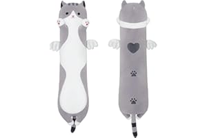 MIAOHAHA Long Plush Toy Cat Pillow Cute Plush Cat Toy Doll Stuffed Animal Cat Hugging Pillow for Sleeping Gift for Kids and Girls(Gray,50cm/19.6in)