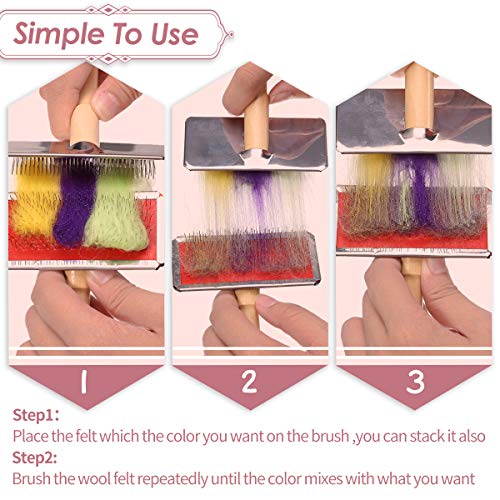 Jeteven Needle Felting Kit 40 Colors Wool Roving DIY with 2 Wool Felt Brushes