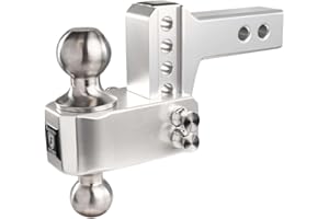 BulletProof Hitches - 2.0" Aluminum Trailer Hitch (14,000 lb. Rating) - Adjustable Hitch with 2" Drop/Rise and 2" & 2-5/16" Stainless Steel Dual Ball - Corrosion-Resistant Tow Hitch
