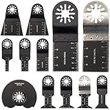 Littlegrass Upgraded 12 Pack Universal Arbor Wood/Bi-Metal/Nail Mix Saw Blades Multi Oscillating Tool Blades For Fein Bosch Makita Milwaukee AEG Multimaster Porter Rockwell Cable Black Decker