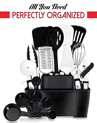 Dreaming About All Your Kitchen Tools Organized? COMPLETE 22 Stainless Steel Home Kitchen Tools and Gadgets Set + Tools Holder by GR Kitchen