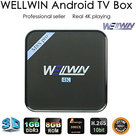 WELLWIN M8S Pro Android TV Box Amlogic S905 Quad core 1GB/8GB Android 5.1 WiFi 4K HD
