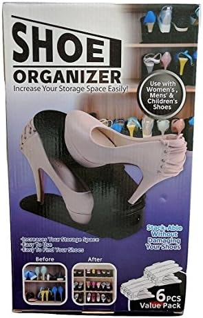 Athletic Shoes and High Heels Pairs Closet Shelf Shelving Organization Organizer Single Pack of 6