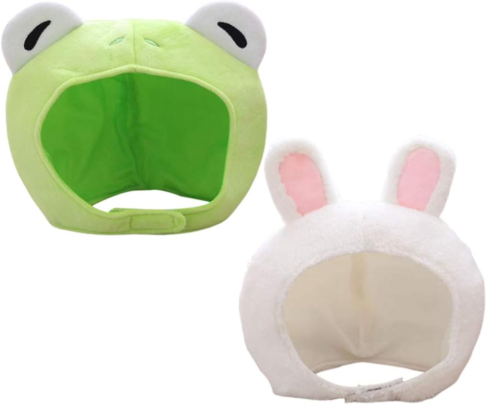 PRETYZOOM 2 Pcs Frog hat Hats Bunny Ears Plush Costume Moving Funny