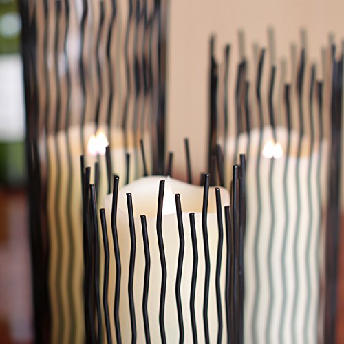 GiveU Metal Willow Led Candle holder Set of 3, Black, 8/10/12 inch Height, Functional Table Decoration
