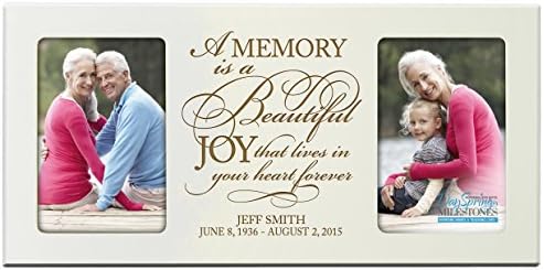 Personalized Memorial Sympathy Picture Frame, A Memory Is A Beautiful Joy That Lives in Your Heart Forever, Custom Frame Holds Two 4x6 Photos, Made In USA by DaySpring Milestones (Ivory)