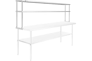 KUTLER Stainless Steel Double Overshelf 72" x 12", NSF Commercial 2-Tier Shelf for Prep and Work Tables for Restaurant, Kitchen, Workshop