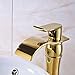 Senlesen Single Handle Waterfall Spout Bathroom Vessel Sink Countertop Faucet Basin Mixer Tap Gold Polished