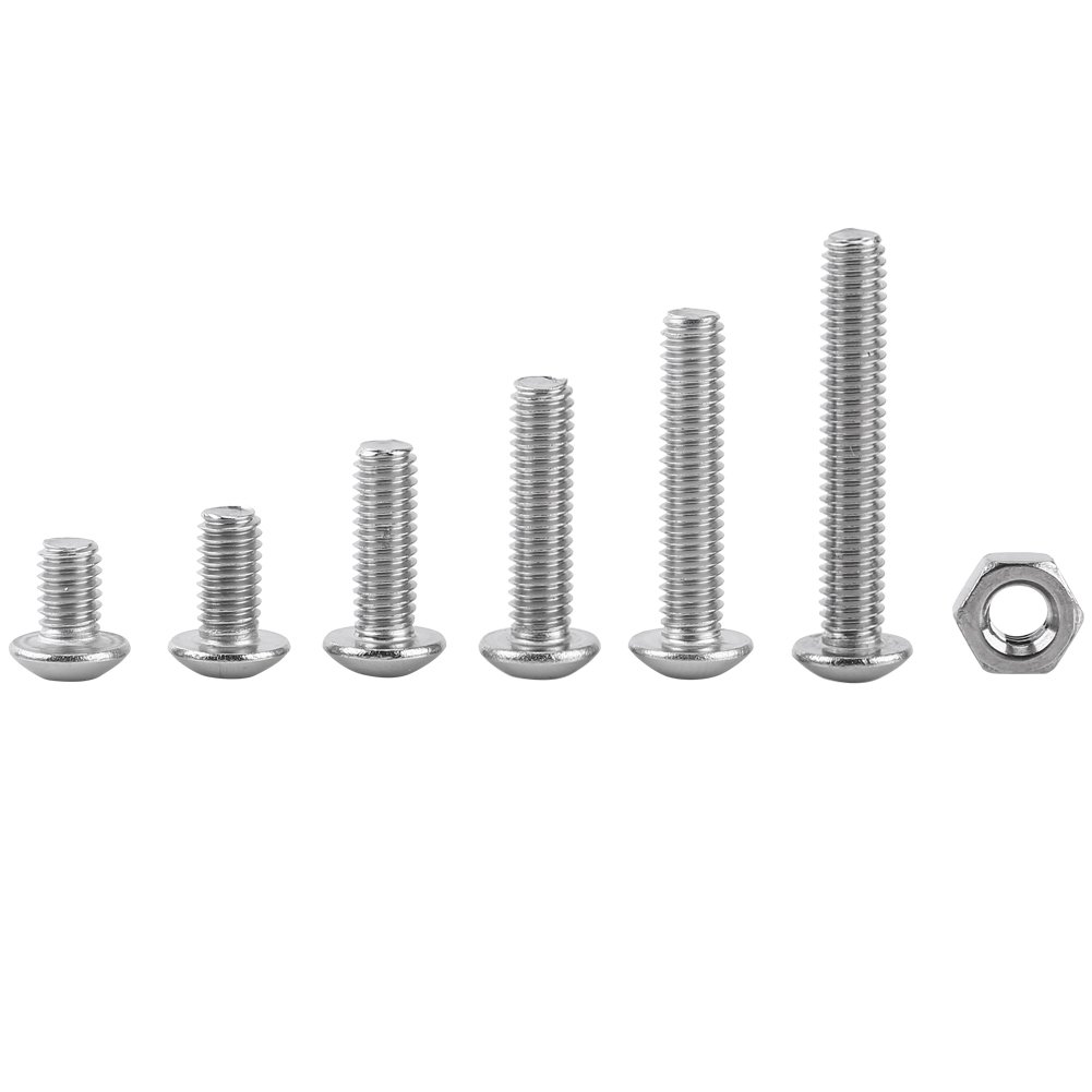 170Pcs 304 Stainless Steel M4 Hex Socket Button Head Bolts Screws Nuts Assortment Kit with Storage Box for Fixing Component