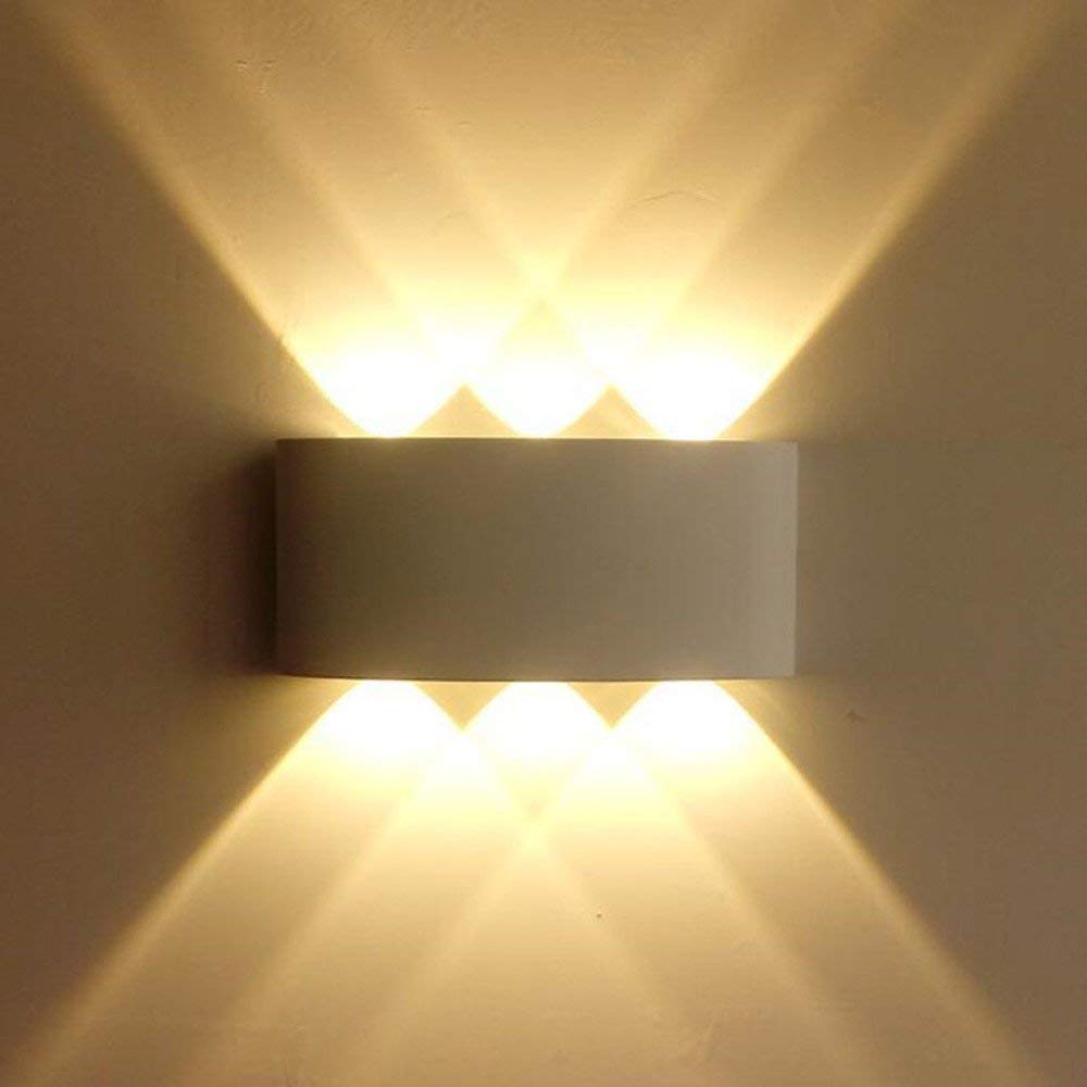 Lightess Wandlampe LED Innen Aussen Wandleuchte Weiß Modern 6W Up and