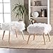 Christopher Knight Home Huxley Faux Fur Ottomans, 2-Pcs Set, White