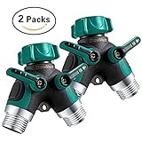 DuoMuo 2 Pack 2 Way Y Hose Splitter Hose Connector Garden Outdoor Faucet - with Comfortable Rubberized Grip