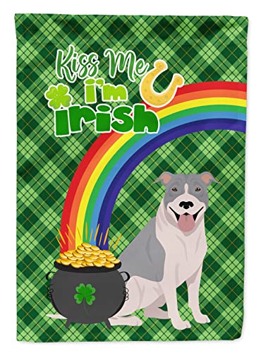 Caroline's Treasures WDK4734GF Blue and White Pit Bull Terrier St. Patrick's Da…