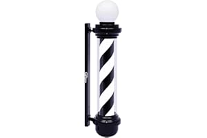 WDZD 35'' Barber Pole Light, Black White Rotating Hair Salon Open Sign, Wall Mount, Save Energy