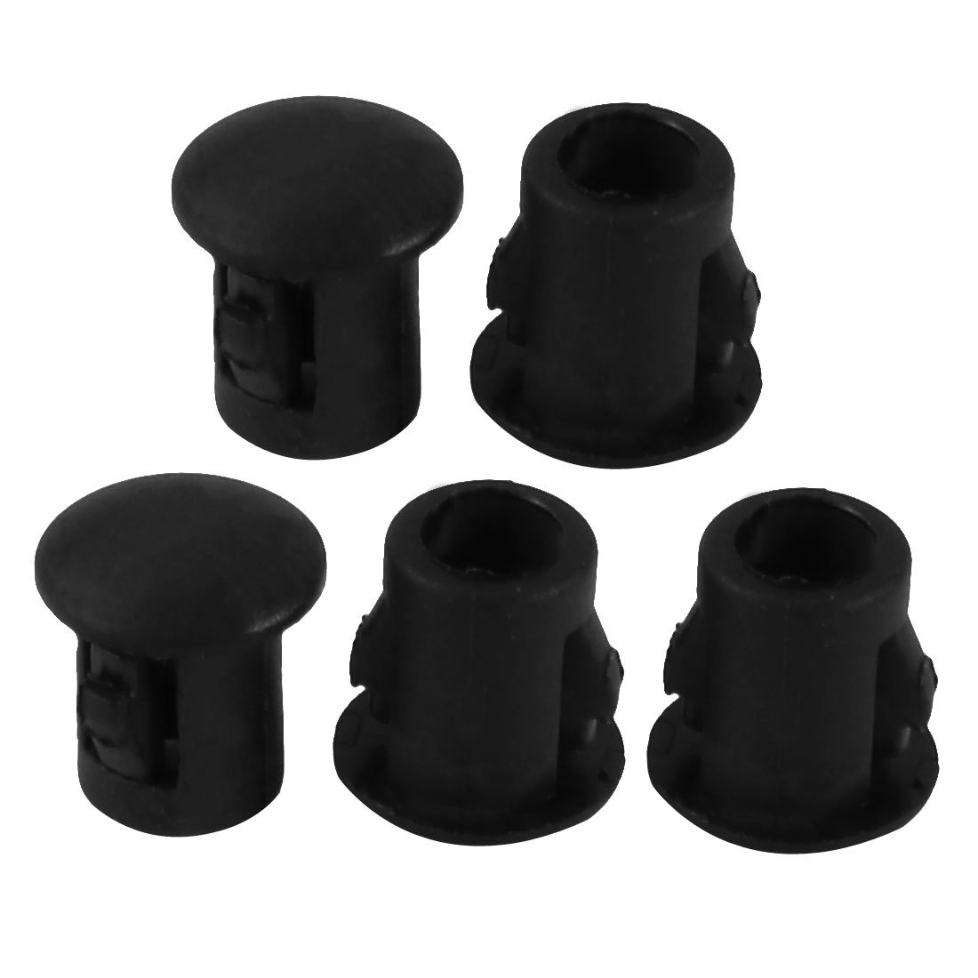 sourcingmap 5pcs 5mm Dia Black Plastic Tubing Plug Door and Window Locking Hole Plugs