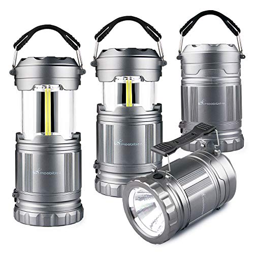 LED Camping Flashlight Lanterns Combo- Moobibear 2-In-1 Portable Tac Lantern Handheld Flashlights, Battery Powered Water Resistant Collapsible Lantern for Night Fishing, Hiking, Emergencies, 4 Pack