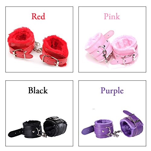 Muatoo PU Leather Handcuffs Pink Soft Wrist Cuffs For Women Men Cosplay Play