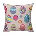 Easter Decorative Throw Pillow Covers - Set of 4 , 18 x 18 inch - Cute Easter Bunny & Eggs Pillowcase Holiday Home Decoration