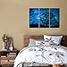 Visual Art Decor Black and Blue Starry Night Tree Silhouette Picture Canvas Prints Wall Art Nature Scenery Landscape Painting for Modern Home Decoration