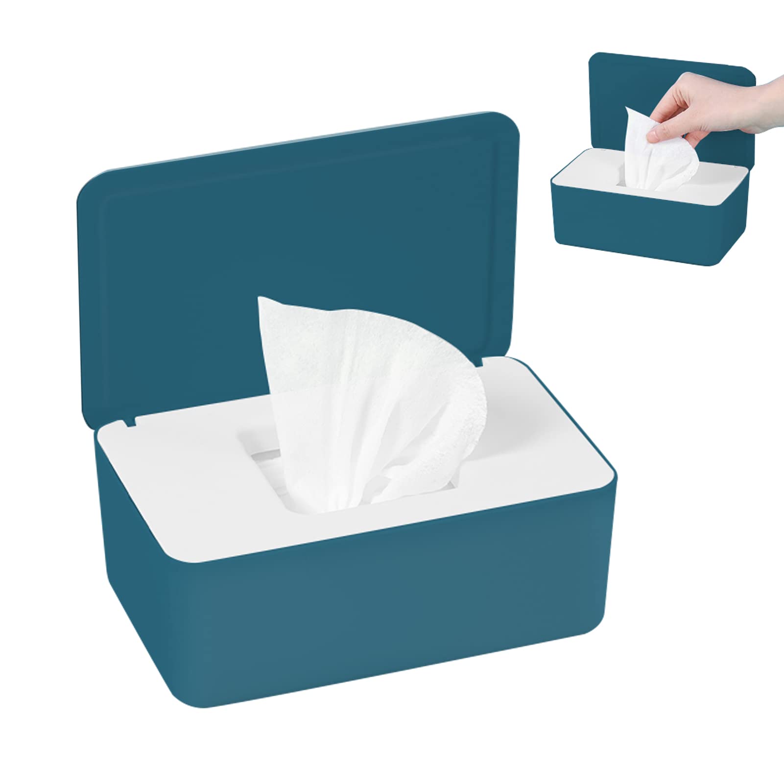 Jiuzcare PP Wet Wipes Dispenser Box with Lid – Durable Baby Tissue Storage Container – Detachable Insert & Non-Slip Base – Keeps Tissues Fresh in Nursery, Bathroom, Kitchen & Travel