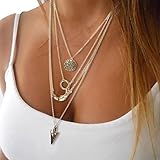 Usstore Women Necklace Multilayer Irregular Crystal Gold Pendant Chain Statement