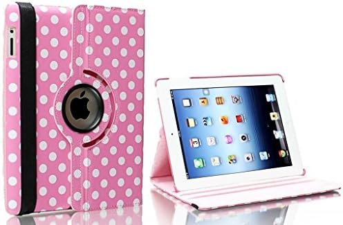 Apple iPad AIR / AIR- 1 (5) - Multi Axis/Swivel Stand High Quality Synthetic Leather Pro 360 Degree Rotating most popular Case Cover with Auto Sleep/Wake Function Case perfection / suitable only for Apple iPad Air / iPad Air (1) Model :- (A1474 /A1475 / A1476) including Screen Protector + Stylus Pen - @ SK MICRO® - SUPER FAST SHIPPING FROM UK - Select Color- PINK POLKA DOT