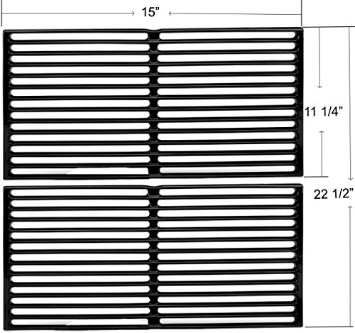 Enamel Cast Iron Cooking Grates For Weber Spirit 200 Series (Without Front-Mounted Control Panel), Spirit 500, Genesis Silver A Gas Grills (Dims:15 X 11 1/4