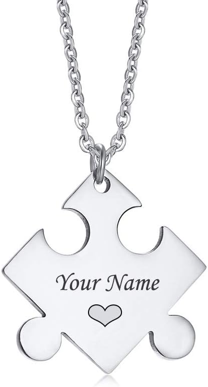 XUANPAIPersonalized Custom Stainless Steel Small Puzzle Piece Necklace Matching Best Friend Friendship Necklace …