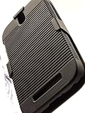 ShockWize (TM) Holster Combo HTC One SV Black Shell Holster Combo Armor Protector Cover Case Dual Layer Shock Absorbing Rigid Hybrid Kickstand with Locking Swivel Belt Clip (Holster Combo Black)