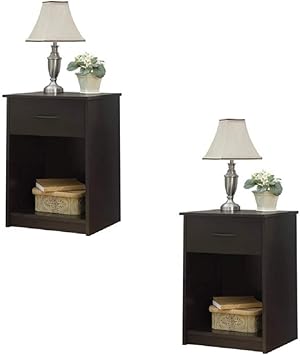 Amazon Com Set Of 2 Nightstand Mdf End Tables Pair Bedroom Table Furniture Multiple Colors Gray 2 Sets Espresso Set Of 2 Kitchen Dining