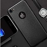 CROMBIE Soft Silicone Leather TPU Flexible Back Cover Compatible with iPhone 7 (Black)