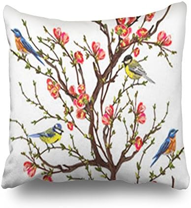 Sneeepee Throw Pillows Covers Design Beautiful Seamless Pattern Birds Japanese Peacock Square 20 x 20 Inches Decorative Pillowcase Home Decor Sofa Pillow Cushion Cases